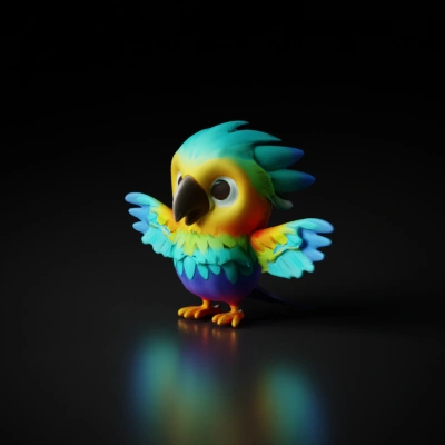 Colorful cartoon parrot with spread wings.