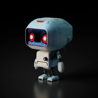 Small robot with boxy head and body.