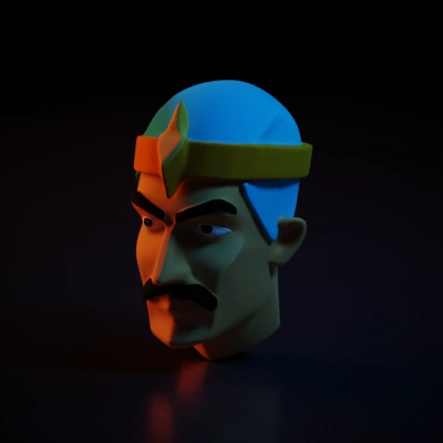 King with mustache wearing crown, low resolution texture map high details