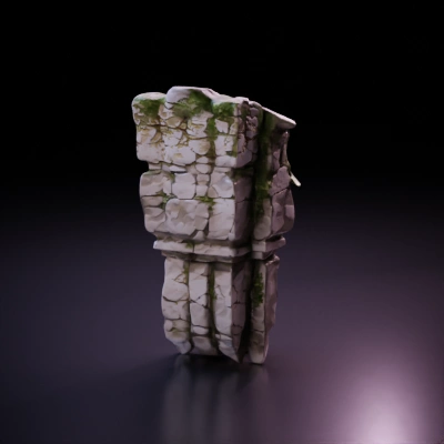Floating rock structure with foliage.