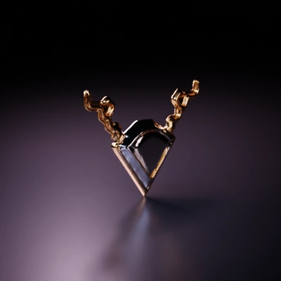 Diamond-shaped pendant with intricate design.