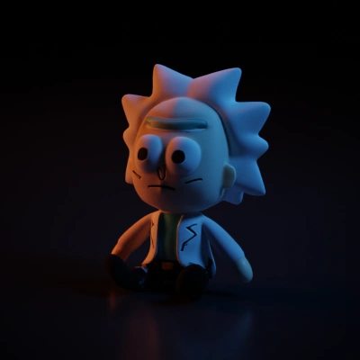 Stuffed cartoon scientist plushie with wild hair.