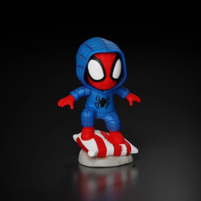 cartoon Spider-Man figure standing on platform.