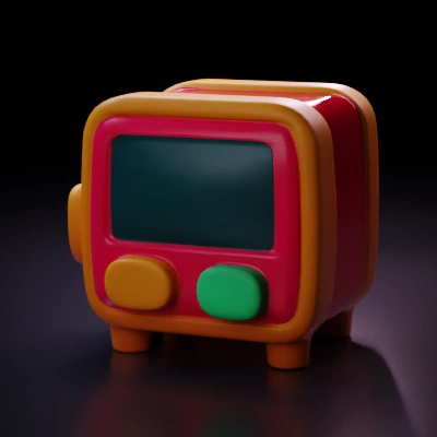Retro television, toy-like design.