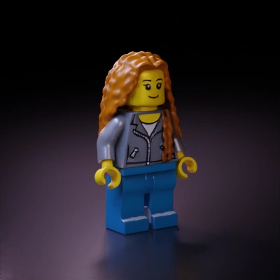 female Lego minifigure with curly hair.