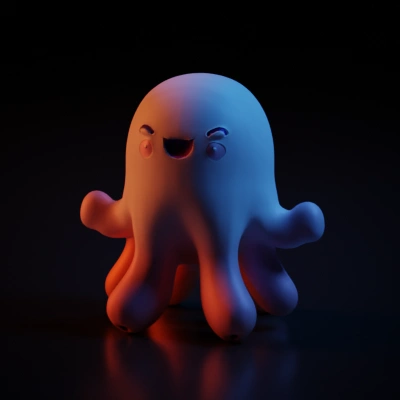 Cute smiling octopus character.