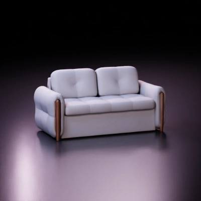 A white two-seater sofa.