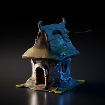 Charming medieval cottage with a thatched roof.