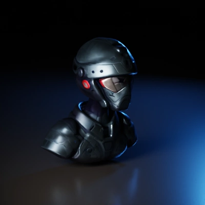 Futuristic soldier in battle armor.