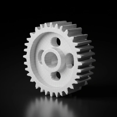 Cylindrical gear with multiple teeth. symmetric geometry. sharp edges. simple geometry.