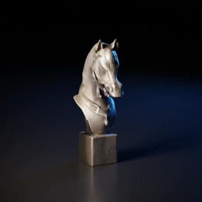 Horse bust sculpture, classical design.