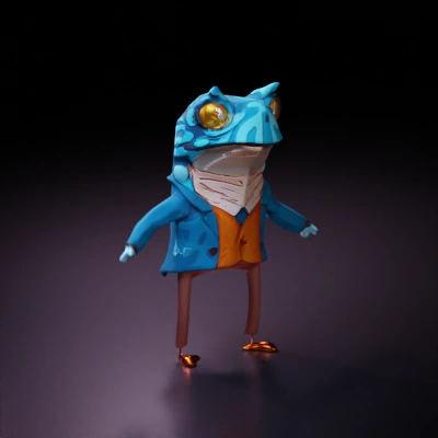 Humanoid frog in formal clothing.