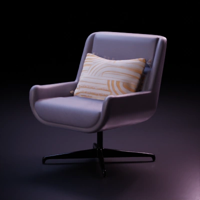 Modern armchair with cushion.