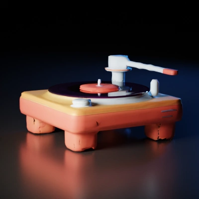 Turntable with stylized design, simplified detail.