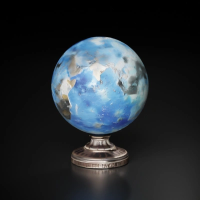 Rotating Mercury mounted on ornate stand.