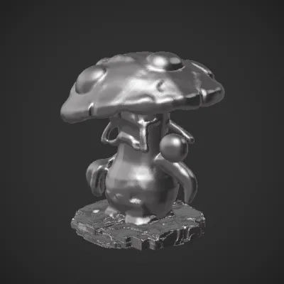 mushroom character with eyes. smooth edges, simple geometry, character, game-ready