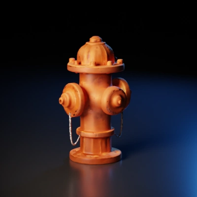 Fire hydrant, rounded top, dual side outlets.