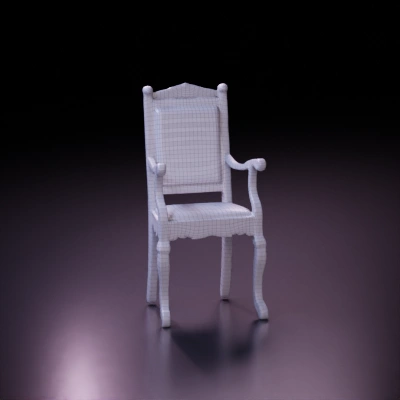 Ornate wooden chair with carved details.