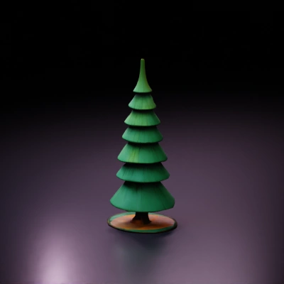 Conical tree with layered branches.