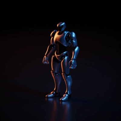 Humanoid robot, futuristic design, armor-like plating.