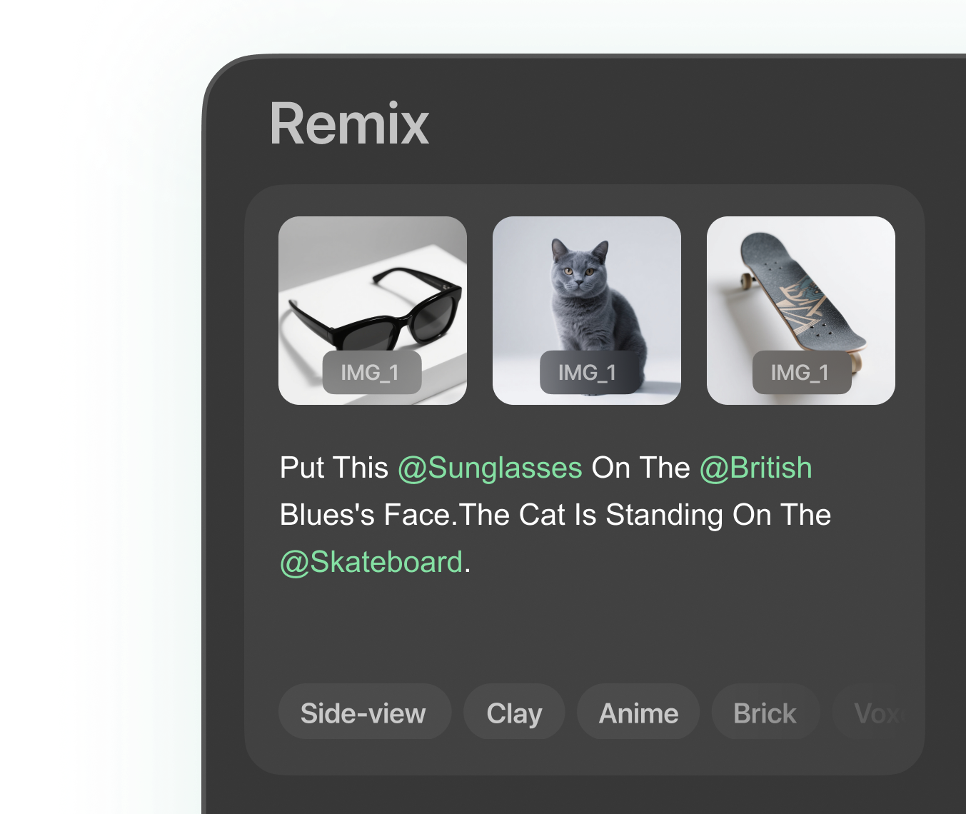 Use @mentions to assign each reference image a role