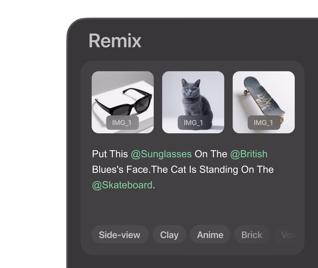 Use @mentions to assign each reference image a role