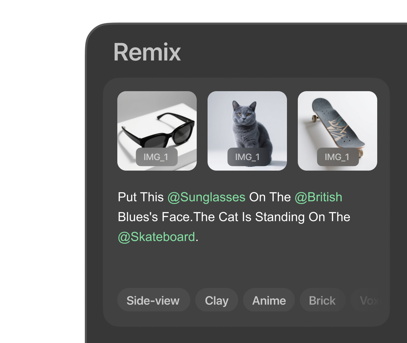 Use @mentions to assign each reference image a role