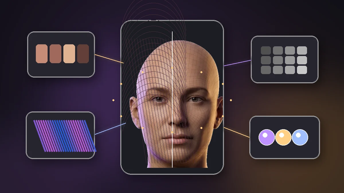 Generated ChatAvatar facial mesh and style variation preview