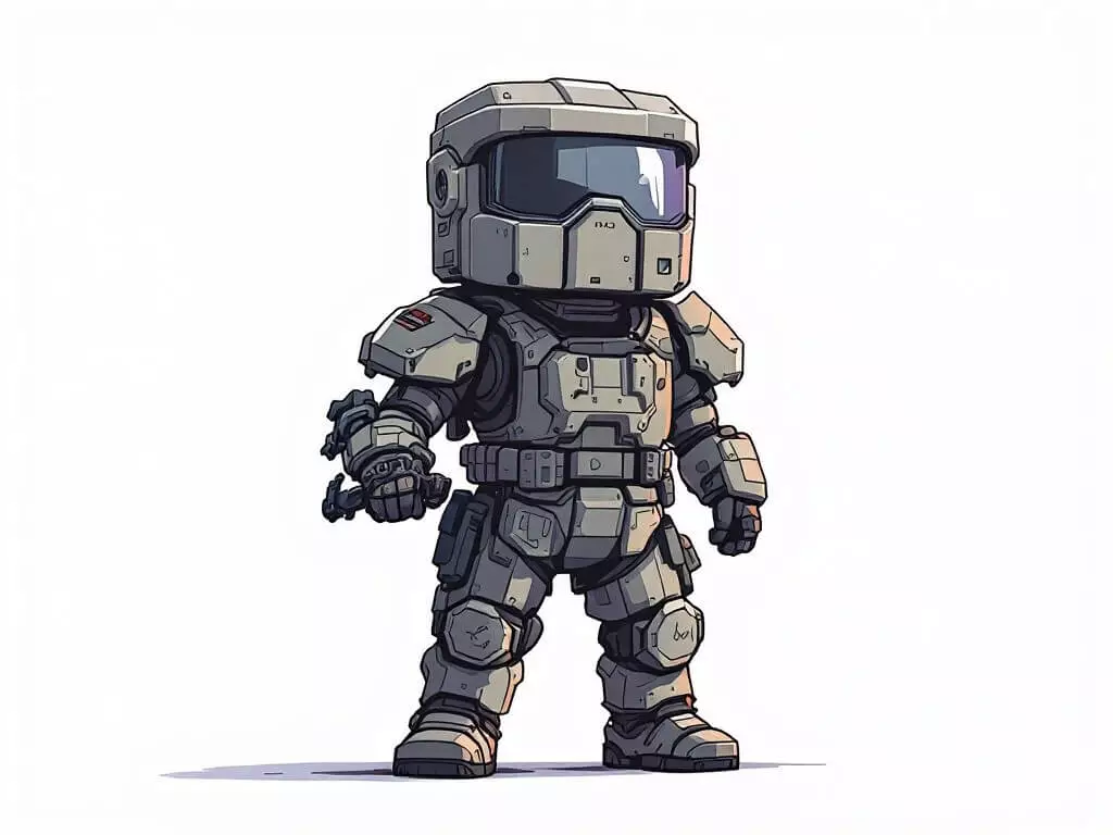 Stylized sci-fi armor concept illustration