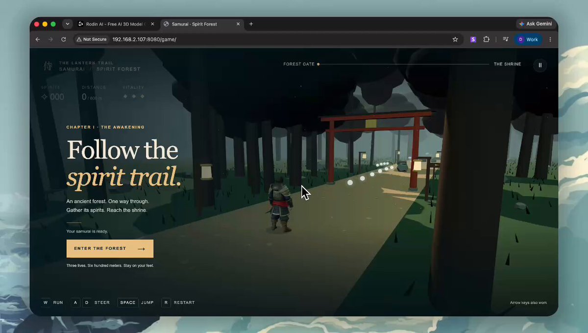 Interactive 3D Samurai Forest Scene