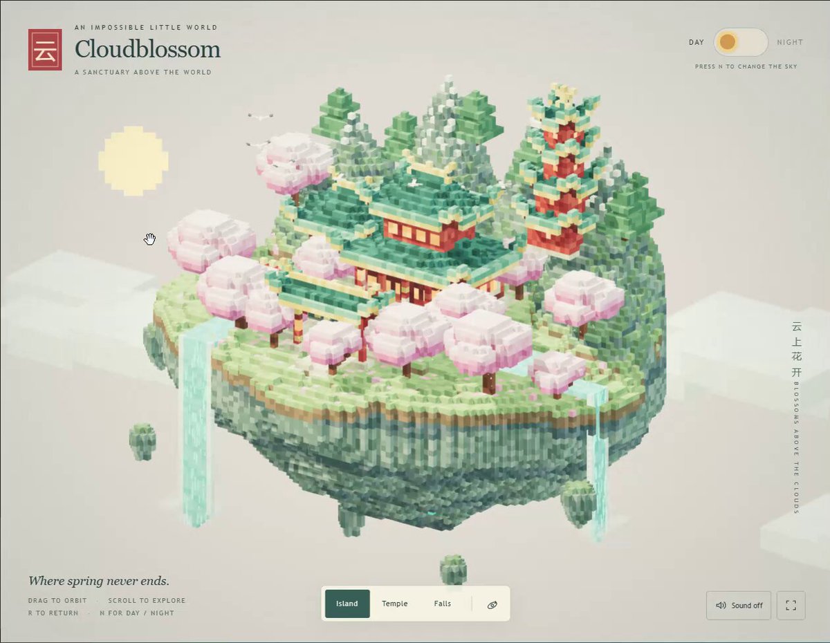 Floating Chinese Temple with a Day–Night Switch
